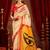 Off white ethnic motifs zari  linen fusion saree