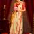 Off white ethnic motifs zari  linen fusion saree