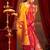 Red ethnic motifs zari  linen fusion saree