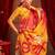 Red ethnic motifs zari  linen fusion saree