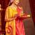 Red ethnic motifs zari  linen fusion saree