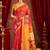 Red ethnic motifs zari  linen fusion saree