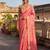 Pink floral printed ready to wear saree with blouse