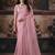 Pink ethnic motifs embroidered organza fusion saree