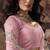 Pink ethnic motifs embroidered organza fusion saree