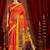 Orange ethnic motifs zari  linen fusion saree