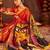 Orange ethnic motifs zari  linen fusion saree