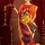Orange ethnic motifs zari  linen fusion saree