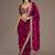 Magenta tissue sequence embroidered saree with heavy work blouse piece