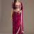 Magenta tissue sequence embroidered saree with heavy work blouse piece