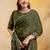 Olive floral embroidered poly georgette saree