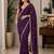 Purple embellished ready to wear saree with blouse piece