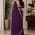 Purple embellished ready to wear saree with blouse piece
