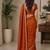 Rust woven design embroidered art silk saree