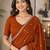 Rust woven design embroidered art silk saree