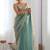 Turquoise tissue sequence embroidered saree with blouse piece