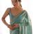 Turquoise tissue sequence embroidered saree with blouse piece