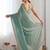 Turquoise tissue sequence embroidered saree with blouse piece