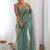 Turquoise tissue sequence embroidered saree with blouse piece