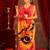 Red ethnic motifs printed zari  linen fusion saree