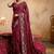Maroon floral embroidered poly georgette saree