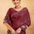 Maroon floral embroidered poly georgette saree