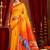 Yellow ethnic motifs zari  linen fusion saree