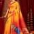 Yellow ethnic motifs zari  linen fusion saree