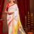 White ethnic motifs zari  linen fusion saree