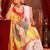 White ethnic motifs zari  linen fusion saree