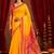 Yellow ethnic motifs zari  linen fusion saree