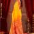 Yellow ethnic motifs zari  linen fusion saree