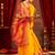 Yellow ethnic motifs zari  linen fusion saree