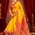 Yellow ethnic motifs zari  linen fusion saree