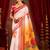 White ethnic motifs zari  linen fusion saree