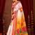 White ethnic motifs zari  linen fusion saree