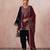 Maroon velvet embroidered suit set