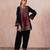 Maroon velvet embroidered suit set