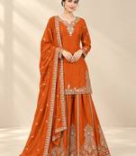 Orange designer sharara suit set