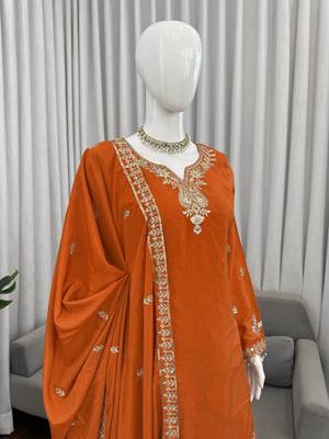 Orange designer sharara suit set 3