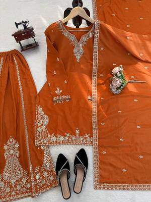Orange designer sharara suit set 4