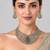 Gold plated sage green moissanite polki statement necklace set with maang tikka