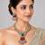 Gold plated emerald green moissanite polki necklace set