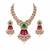 Gold plated emerald green moissanite polki necklace set