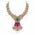 Gold plated emerald green moissanite polki necklace set