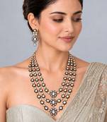 Gold plated moissanite polki layered necklace set
