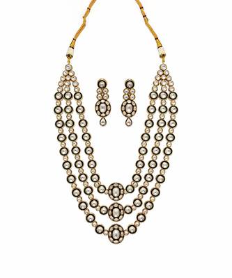 Gold plated moissanite polki layered necklace set 2