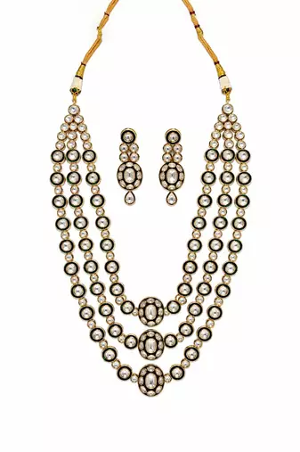 Gold plated moissanite polki layered necklace set