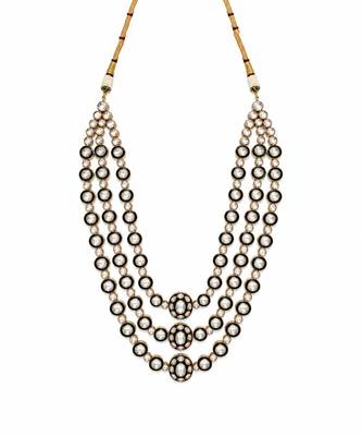 Gold plated moissanite polki layered necklace set 3