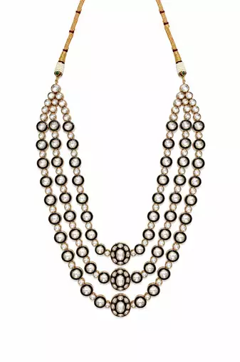 Gold plated moissanite polki layered necklace set